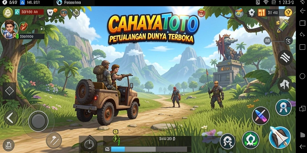 Screenshot utama CAHAYATOTO menampilkan eksplorasi dunia terbuka yang megah.