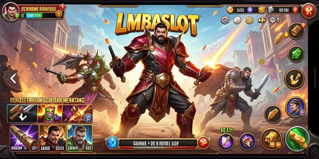 Screenshot LMBASLOT menampilkan aksi tembak-tembakan intens di arena Battle Royale.