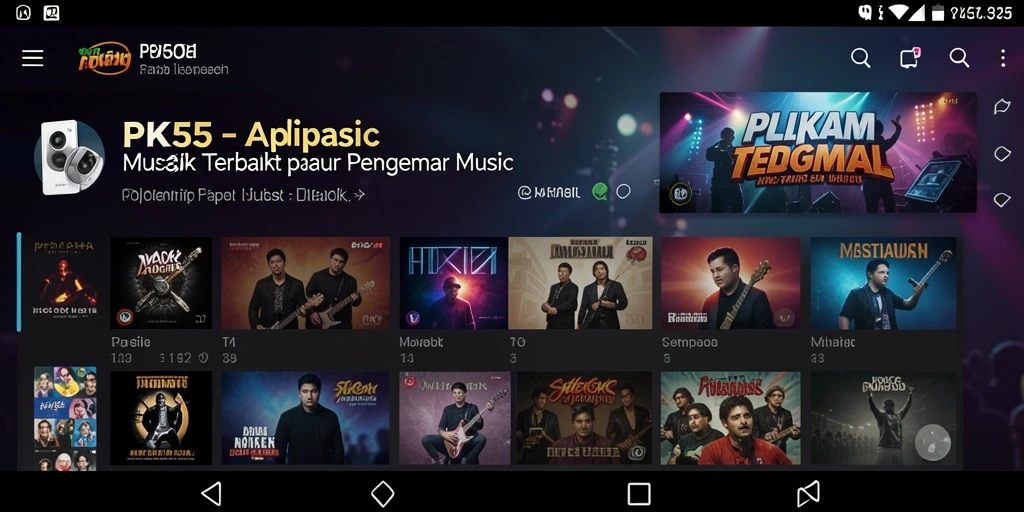 Tampilan gameplay PK55 yang menarik dengan koleksi musik yang beragam.
