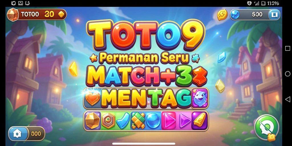 Screenshot TOTO9 menampilkan aksi gameplay seru Match-3.