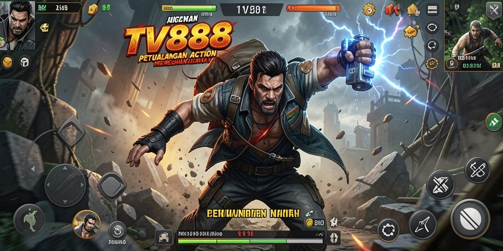 Tampilan menegangkan dari gameplay Action TV888 yang intens